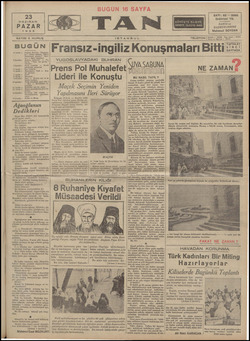 Tan Gazetesi 23 Haziran 1935 kapağı