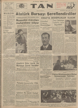 Tan Gazetesi 16 Temmuz 1935 kapağı