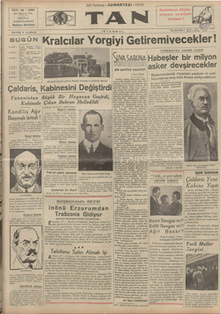 Tan Gazetesi 20 Temmuz 1935 kapağı