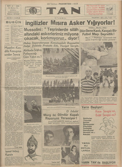 Tan Gazetesi 22 Temmuz 1935 kapağı