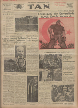 Tan Gazetesi 25 Temmuz 1935 kapağı
