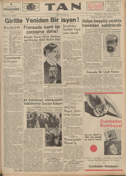 Tan Gazetesi 8 Ağustos 1935 kapağı