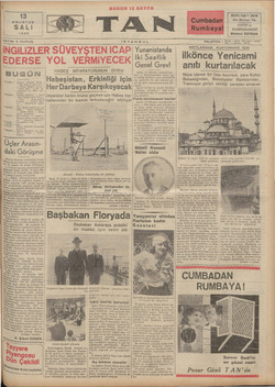 Tan Gazetesi 13 Ağustos 1935 kapağı
