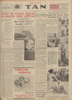 Tan Gazetesi 14 Ağustos 1935 kapağı