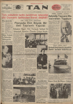    28 AGUSTOS | ÇARŞAMBA l ! 1935 | ç ona SAYISI 5 KURUŞ © YA By a 2 incide 5 Peyami Safa'nm fıkrası 3 | > Mussolini'nin bir