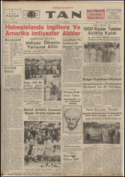 Tan Gazetesi 1 Eylül 1935 kapağı