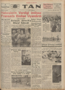 Tan Gazetesi 2 Eylül 1935 kapağı