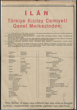  DAMAK AAA AAA AAA AA LA NU KAL msi İLÂN Türkiye Kızılay Cemiyeti Genel Merkezinden: tesdik edilen ilâçların listesi...