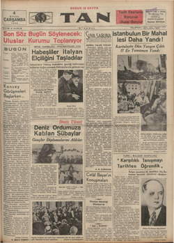 Tan Gazetesi 4 Eylül 1935 kapağı