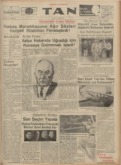 Tan Gazetesi 7 Eylül 1935 kapağı