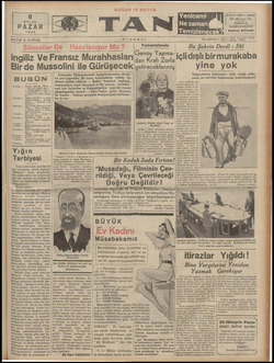 Tan Gazetesi 8 Eylül 1935 kapağı