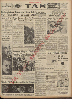 Tan Gazetesi 11 Eylül 1935 kapağı