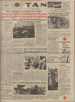 Tan Gazetesi 13 Eylül 1935 kapağı