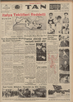 Tan Gazetesi 22 Eylül 1935 kapağı