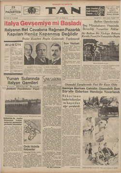 Tan Gazetesi 23 Eylül 1935 kapağı