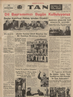 Tan Gazetesi 26 Eylül 1935 kapağı