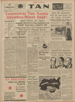 Tan Gazetesi 28 Eylül 1935 kapağı