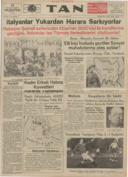 Tan Gazetesi 14 Ekim 1935 kapağı
