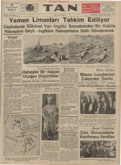 Tan Gazetesi 15 Ekim 1935 kapağı