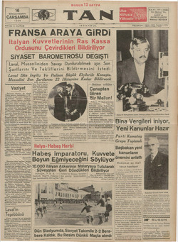 Tan Gazetesi 16 Ekim 1935 kapağı
