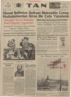Tan Gazetesi 18 Ekim 1935 kapağı