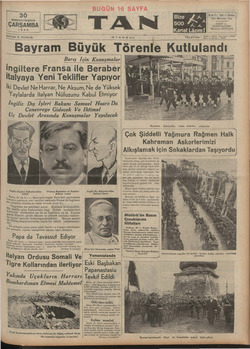 Tan Gazetesi 30 Ekim 1935 kapağı