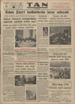 Tan Gazetesi 8 Nisan 1936 kapağı
