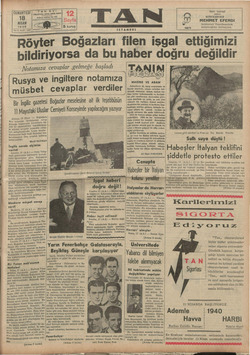 Tan Gazetesi 18 Nisan 1936 kapağı