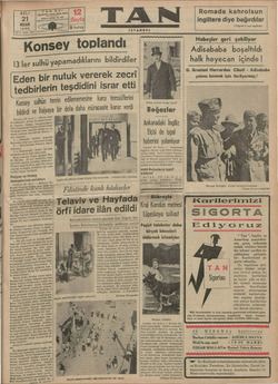 Tan Gazetesi 21 Nisan 1936 kapağı