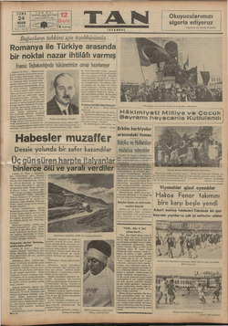 Tan Gazetesi 24 Nisan 1936 kapağı
