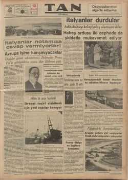 Tan Gazetesi 25 Nisan 1936 kapağı