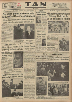 Tan Gazetesi 27 Nisan 1936 kapağı