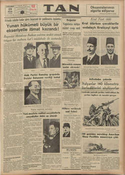 Tan Gazetesi 29 Nisan 1936 kapağı