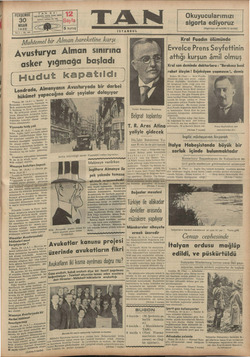 Tan Gazetesi 30 Nisan 1936 kapağı