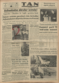 Tan Gazetesi 4 Mayıs 1936 kapağı
