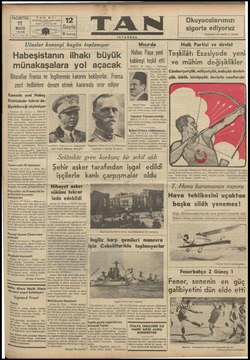 Tan Gazetesi 11 Mayıs 1936 kapağı