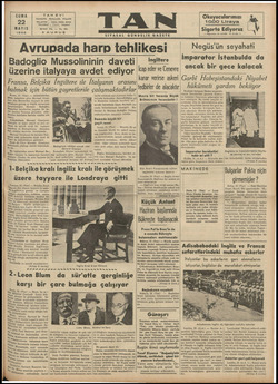 Tan Gazetesi 22 Mayıs 1936 kapağı