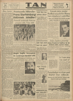 Tan Gazetesi 24 Mayıs 1936 kapağı