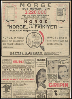  MZ İ | AİHS Lu “NORGE,, NOR GE 1936 MEVSiMi iÇiN 2.228.000 Adet buz dolabı sipariş almış ve fabrikalarında imal etmiştir....