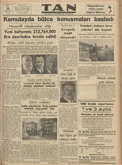 Tan Gazetesi 26 Mayıs 1936 kapağı