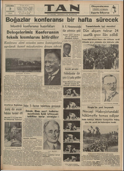 Tan Gazetesi 3 Haziran 1936 kapağı
