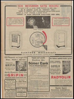  TAN selo 1936 MEVSiMİiNIN SATIŞ REKORU smmm, Bu senenin ilk dört ayı zarfında 2,228,000 "NORGE, buz dolabı satıldı. Siz de