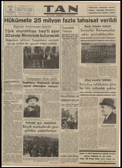 Tan Gazetesi 12 Haziran 1936 kapağı
