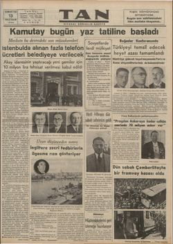 Tan Gazetesi 13 Haziran 1936 kapağı