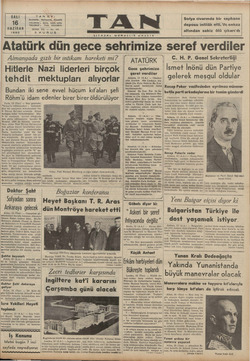 Tan Gazetesi 16 Haziran 1936 kapağı