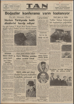 Tan Gazetesi 21 Haziran 1936 kapağı
