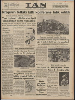 Tan Gazetesi 26 Haziran 1936 kapağı
