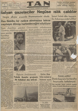 Tan Gazetesi 1 Temmuz 1936 kapağı