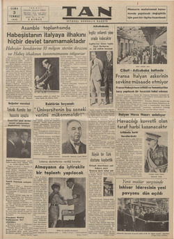 Tan Gazetesi 3 Temmuz 1936 kapağı