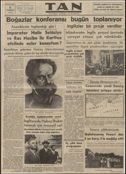 Tan Gazetesi 6 Temmuz 1936 kapağı